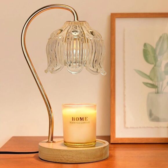 Electric Candle Warmer Lamp With Timer Dimmer Lotus Flower New - Picture 1 of 8